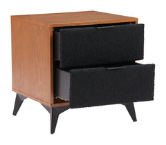 Zarif Black & Walnut Nightstand - Ornate Home