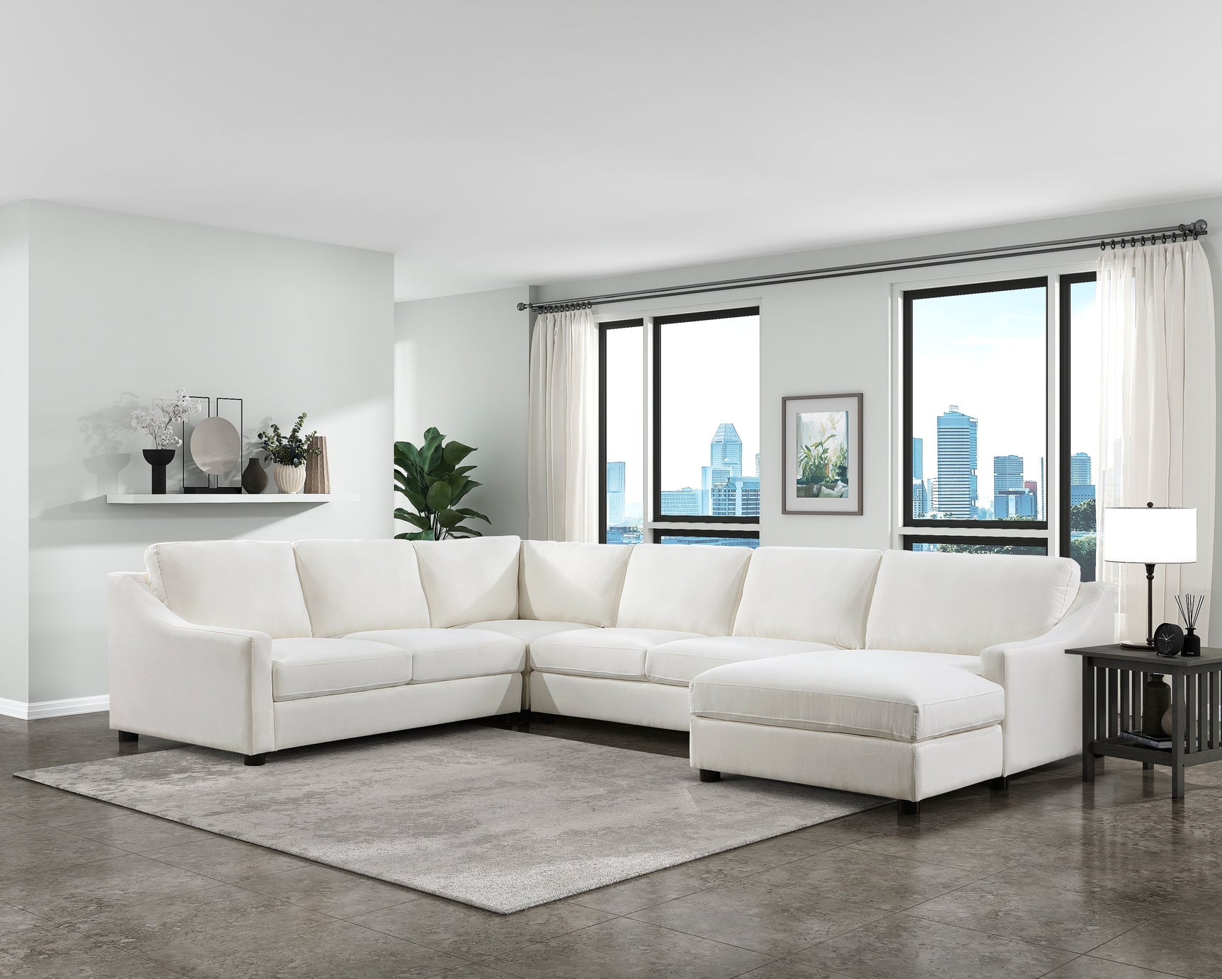 Zayden Ivory 4-Piece Sectional Right Chaise - Ornate Home