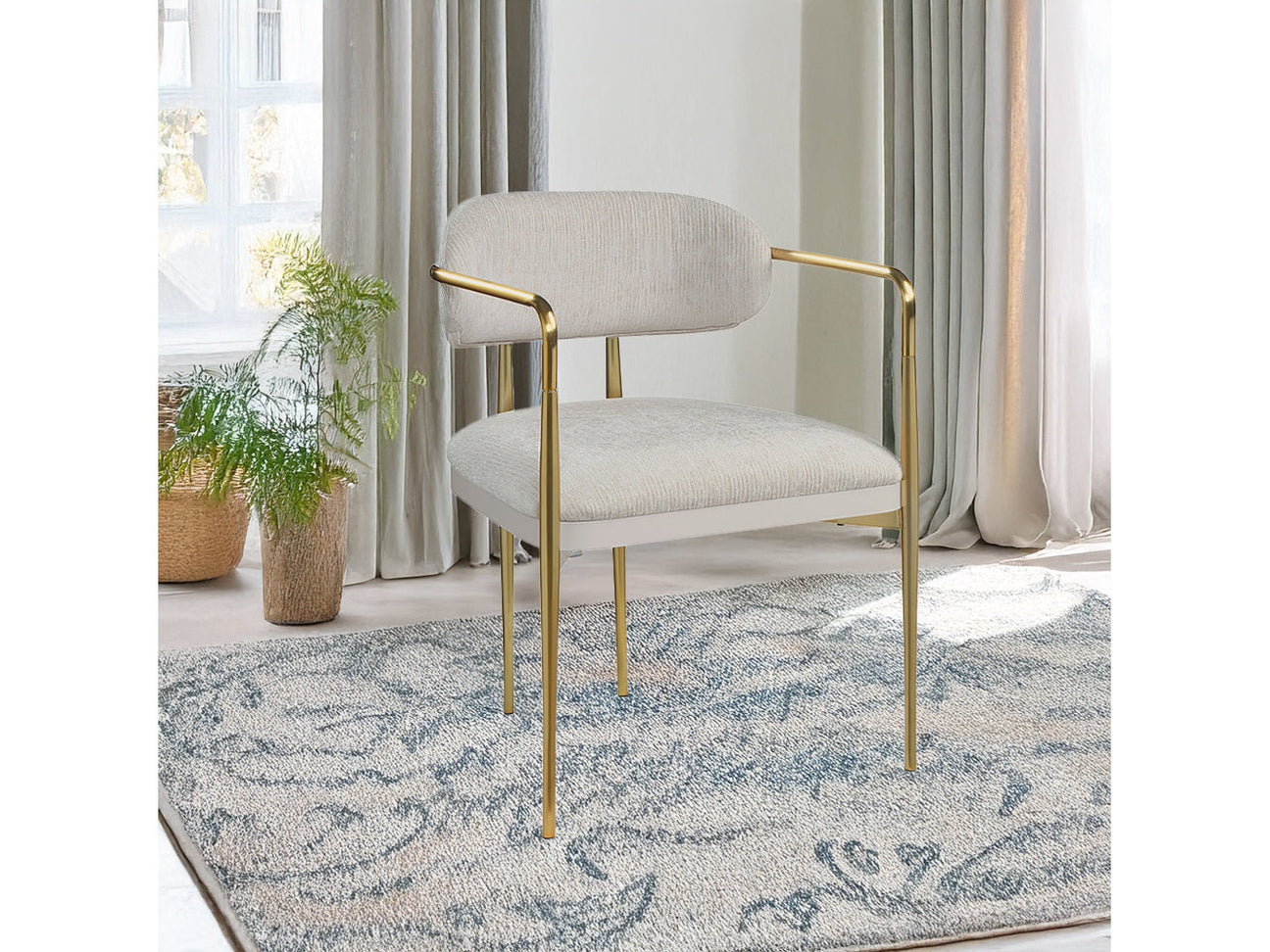 Zayn Beige/Gold Arm Chair (Set of 2) - Ornate Home