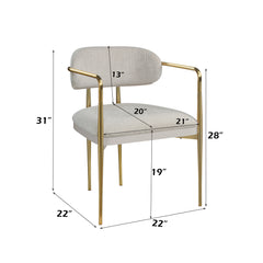 Zayn Beige/Gold Arm Chair (Set of 2) - Ornate Home