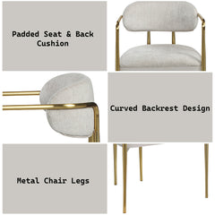 Zayn Beige/Gold Arm Chair (Set of 2) - Ornate Home