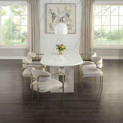 Zayn Beige/Gold Arm Chair (Set of 2) - Ornate Home