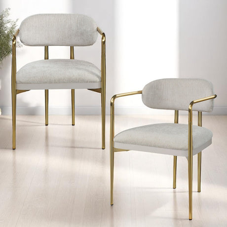 Zayn Beige/Gold Arm Chair (Set of 2) - Ornate Home