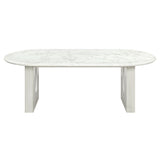 Zayn White Natrual Marble Top/White Dining Table - Ornate Home