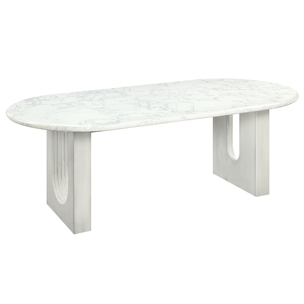 Zayn White Natrual Marble Top/White Dining Table - Ornate Home