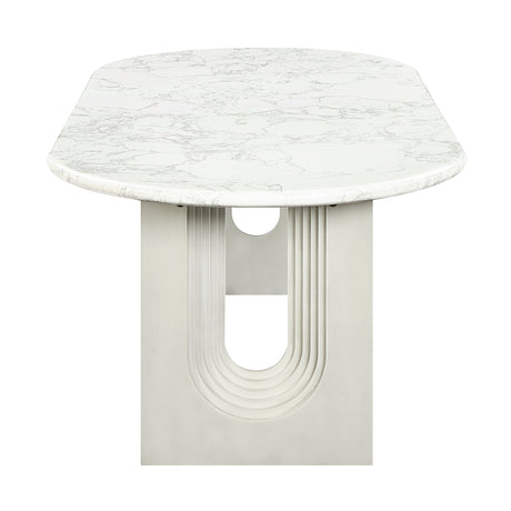 Zayn White Natrual Marble Top/White Dining Table - Ornate Home
