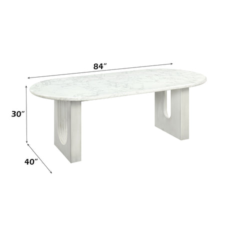 Zayn White Natrual Marble Top/White Dining Table - Ornate Home