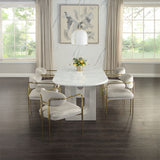 Zayn White Natrual Marble Top/White Dining Table - Ornate Home
