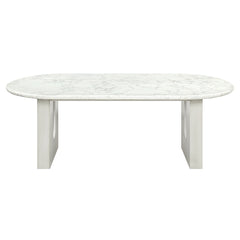 Zayn White Natural Marble Top/White Dining Table - Ornate Home