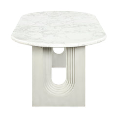 Zayn White Natural Marble Top/White Dining Table - Ornate Home