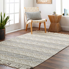 Zaza Wool Rug with Tassels - Clearance - Ornate Home