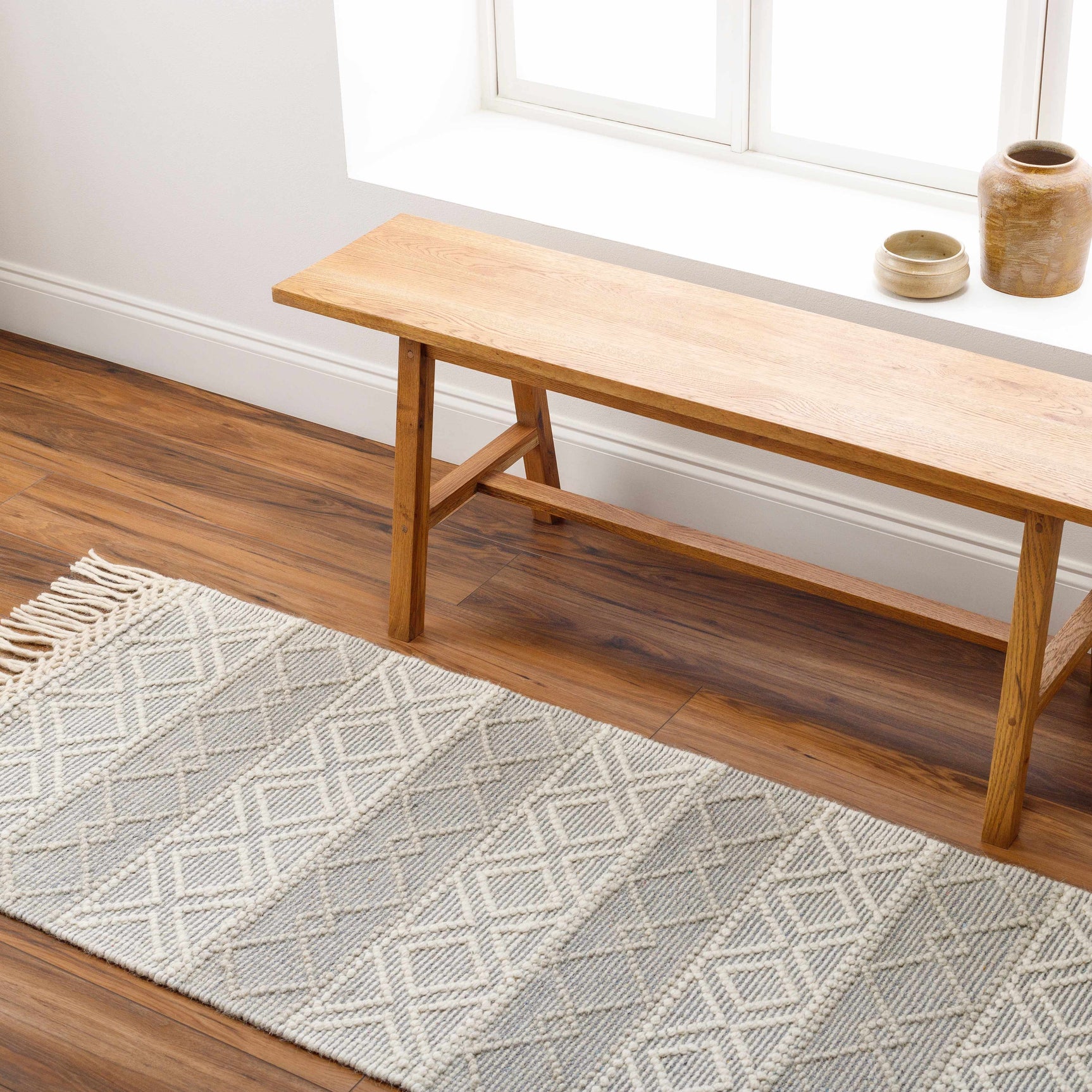 Zaza Wool Rug with Tassels - Clearance - Ornate Home
