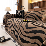 Zebra Striped Chenille Throw Sofa Cover Full-Cover Decorative Furniture Slipcover - Ornate Home