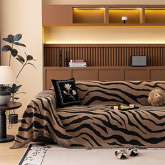 Zebra Striped Chenille Throw Sofa Cover Full-Cover Decorative Furniture Slipcover - Ornate Home
