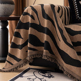 Zebra Striped Chenille Throw Sofa Cover Full-Cover Decorative Furniture Slipcover - Ornate Home