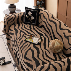 Zebra Striped Chenille Throw Sofa Cover Full-Cover Decorative Furniture Slipcover - Ornate Home