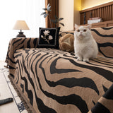 Zebra Striped Chenille Throw Sofa Cover Full-Cover Decorative Furniture Slipcover - Ornate Home