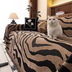 Zebra Striped Chenille Throw Sofa Cover Full-Cover Decorative Furniture Slipcover - Ornate Home