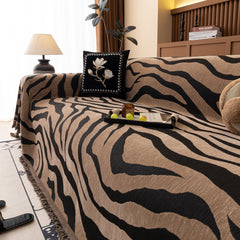 Zebra Striped Chenille Throw Sofa Cover Full-Cover Decorative Furniture Slipcover - Ornate Home