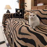 Zebra Striped Chenille Throw Sofa Cover Full-Cover Decorative Furniture Slipcover - Ornate Home