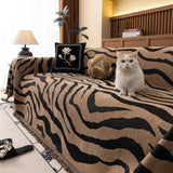 Zebra Striped Chenille Throw Sofa Cover Full-Cover Decorative Furniture Slipcover - Ornate Home