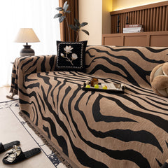 Zebra Striped Chenille Throw Sofa Cover Full-Cover Decorative Furniture Slipcover - Ornate Home