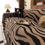 Zebra Striped Chenille Throw Sofa Cover Full-Cover Decorative Furniture Slipcover - Ornate Home