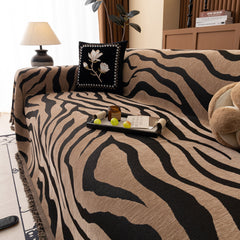 Zebra Striped Chenille Throw Sofa Cover Full-Cover Decorative Furniture Slipcover - Ornate Home