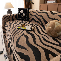 Zebra Striped Chenille Throw Sofa Cover Full-Cover Decorative Furniture Slipcover - Ornate Home