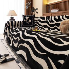 Zebra Striped Chenille Throw Sofa Cover Full-Cover Decorative Furniture Slipcover - Ornate Home