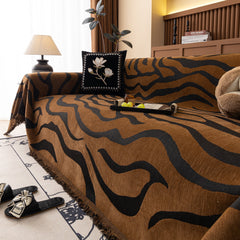 Zebra Striped Chenille Throw Sofa Cover Full-Cover Decorative Furniture Slipcover - Ornate Home