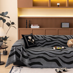 Zebra Striped Chenille Throw Sofa Cover Full-Cover Decorative Furniture Slipcover - Ornate Home