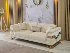 Zen Cream 3-pieces (Sofa & Loveseat & Chair) Living Room Set - Ornate Home