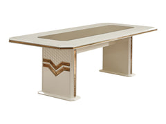 Zen Cream Dining Room Set (Consol With Mirror & Dining Table & 6 Dining Chair) - Ornate Home