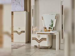 Zen Cream/Gold Dresser With Mirror - Ornate Home