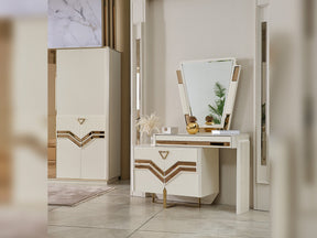 Zen Cream/Gold Dresser With Mirror - Ornate Home