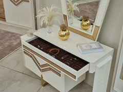 Zen Cream/Gold Dresser With Mirror - Ornate Home