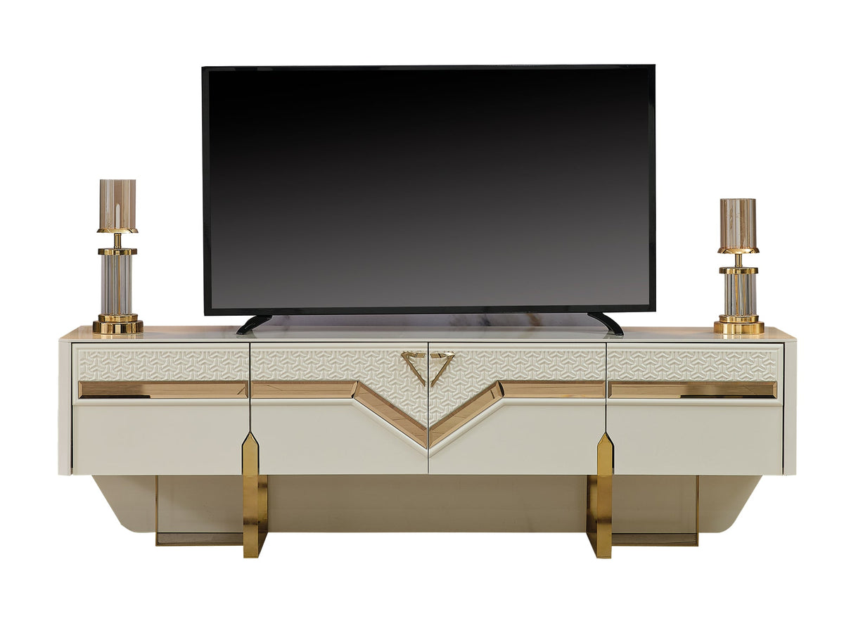Zen Cream/Gold Tv Stand - Ornate Home