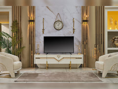 Zen Cream/Gold Tv Stand - Ornate Home