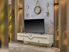 Zen Cream/Gold Tv Stand - Ornate Home