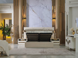 Zen Cream/Gold Bed Frame With Headboard