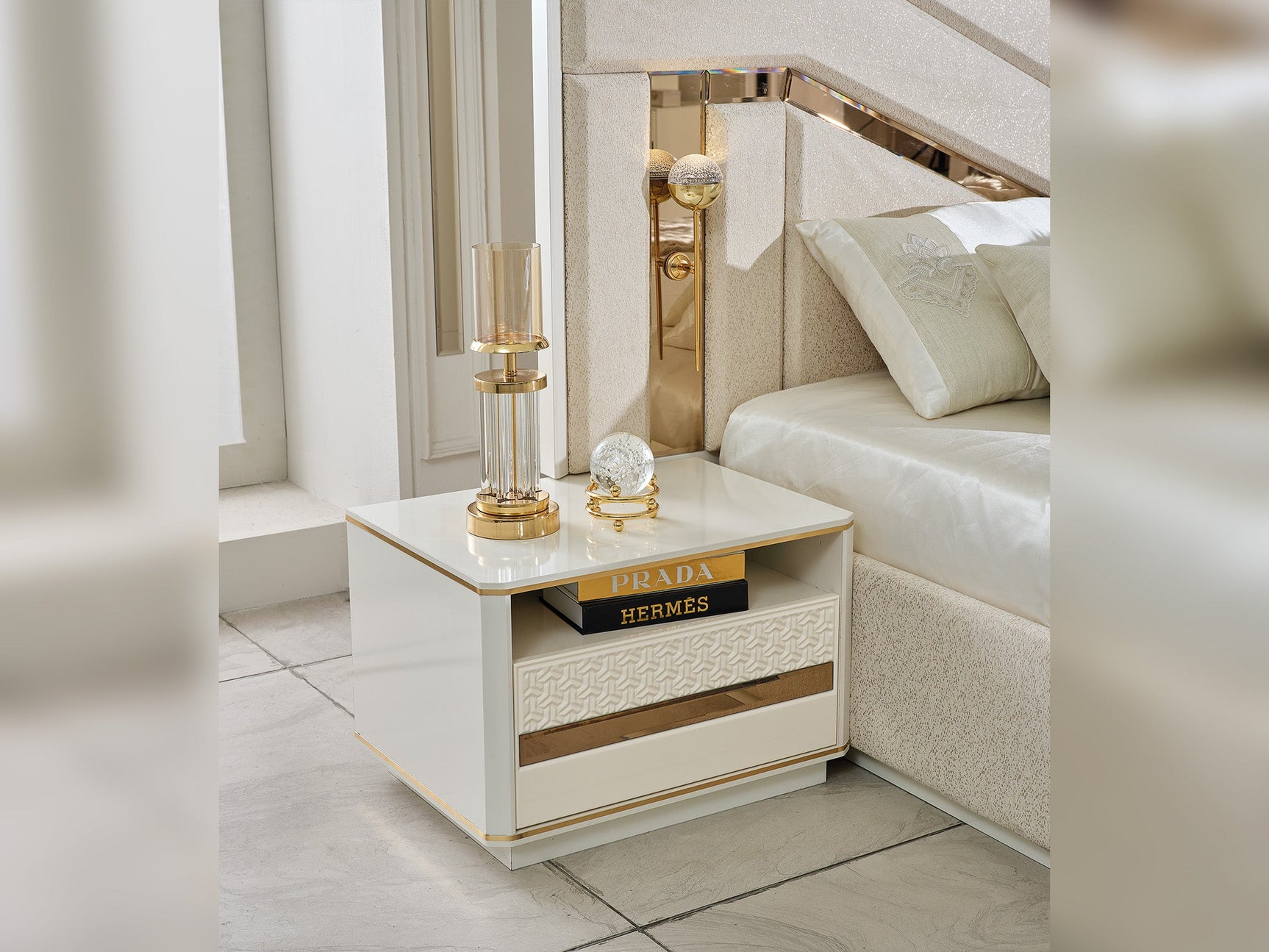 Zen Cream/Gold Nightstand