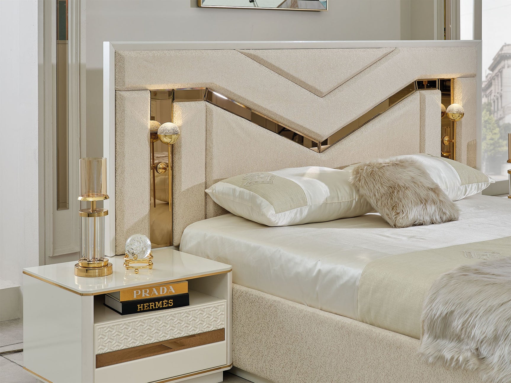 Zen Cream/Gold Nightstand