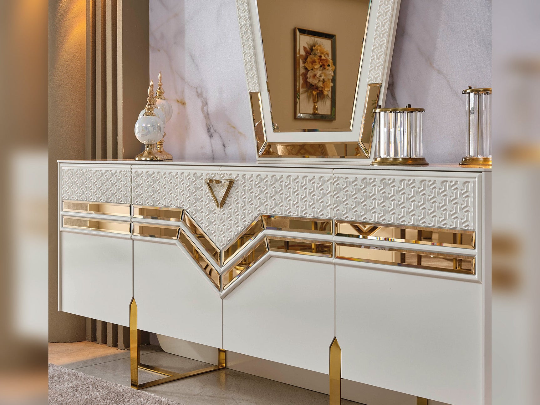 Zen Cream Consol With Mirror