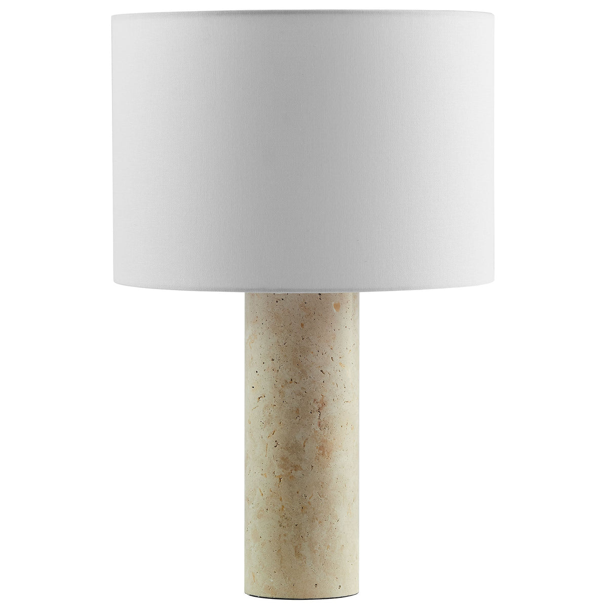 Zenith Travertine Table Lamp With Fabric Drum Shade - Ornate Home