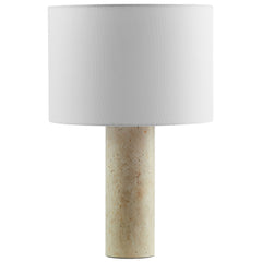 Zenith Travertine Table Lamp With Fabric Drum Shade - Ornate Home