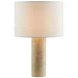 Zenith Travertine Table Lamp With Fabric Drum Shade - Ornate Home