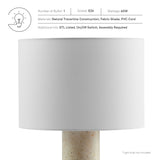 Zenith Travertine Table Lamp With Fabric Drum Shade - Ornate Home