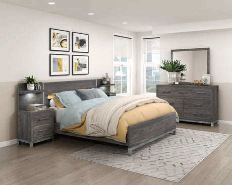 Zephyr Brown/Silver 5-Piece California King Bedroom Set - Ornate Home