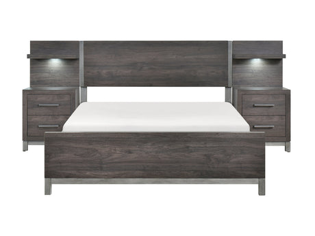 Zephyr Brown/Silver 5-Piece Eastern King Bedroom Set - Ornate Home